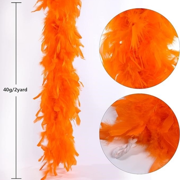 THARAHT Orange Chandelle Turkey Feather Boa 2 Yards 40g - Picture 2 of 5